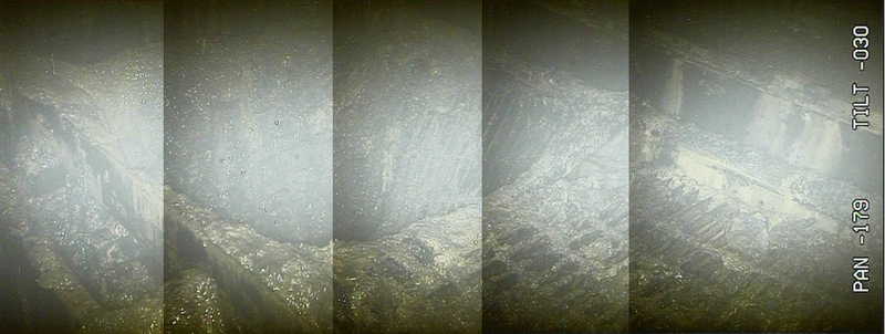 Melted grating inside reactor No. 2, likely caused by falling fuel debris. (Image: TEPCO)